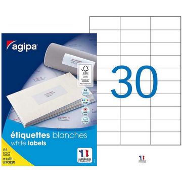 Etiquettes adhésives 70 x 29,7 mm AGIPA 118994