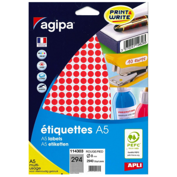 Photo pastilles adhésives 8 mm - Rouge AGIPA