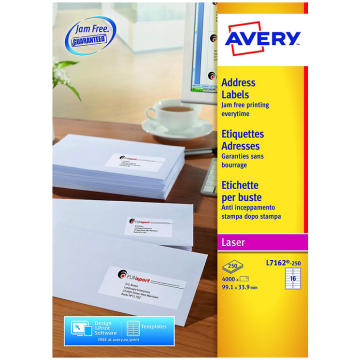 Photo Étiquettes adresses - 99,1 x 33,9 mm  AVERY L7162-250.FR