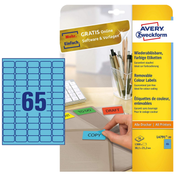 Photo Mini-Étiquettes - 38,1 x 21,2 mm - Bleu AVERY