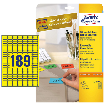 Photo Mini-Étiquettes - 25,4 x 10 mm - Jaune AVERY