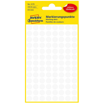 Photo Pastilles adhésives 8 mm - Gommette Blanche AVERY Lot de 416 