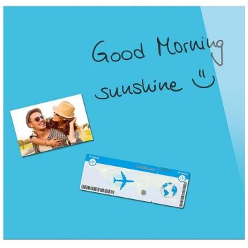 Photo Tableau magnétique en verre - 450 x 450 mm - Bleu BE BOARD