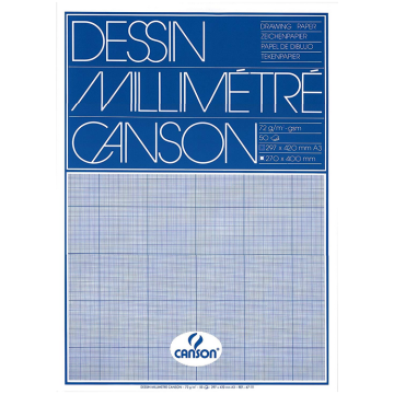 Photo CANSON 200067111 : 50 feuilles de papier millimétré - A3 Trait bleu