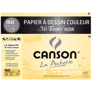 Photo CANSON 200317104 : Lot de  feuilles Mi-teintes - 320 x 240 mm - Noir 