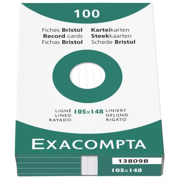 Photo Fiches Bristol lignées - 105 x 148 mm - Blanc EXACOMPTA Image