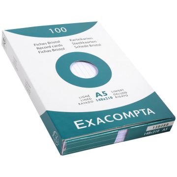 Photo Fiches Bristol lignées - 148 x 210 mm - Blanc EXACOMPTA Image