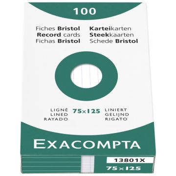 Photo Fiches Bristol lignées - 75 x 125 mm - Blanc EXACOMPTA Image