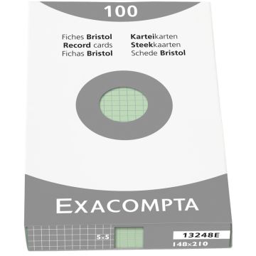 Photo Fiches Bristol quadrillées - 148 x 210 mm - Vert EXACOMPTA Image