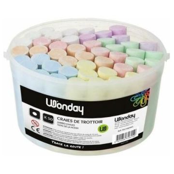 Photo Seau de 50 craies de trottoir - Assortiment WONDAY