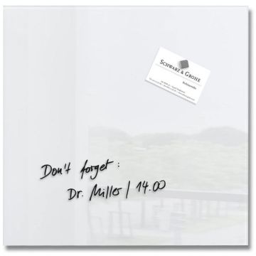 Photo Tableau magnétique en verre - 300 x 300 mm - Blanc SIGEL