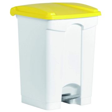 Photo Poubelle à pédale avec couvercle - 45 litres - Blanc/Jaune : HELIT H2402118