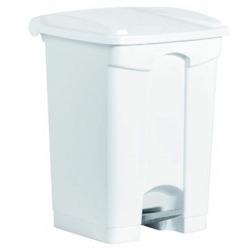 Photo Poubelle à pédale avec couvercle - 45 litres - Blanc : HELIT H2402105