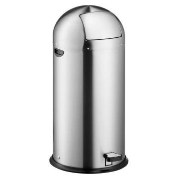 Photo Poubelle à pédale en acier avec clapet push 52 litres - Argent : HELIT H2405400