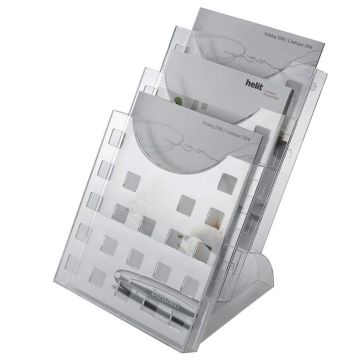 Photo Porte-revues de table 3 compartiments A4 - Transparent : HELIT H6102702