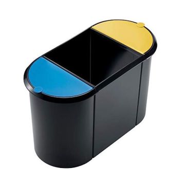 Photo Corbeille à papier - Trio System Noir/Bleu/Jaune : HELIT H6103598