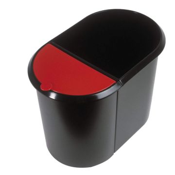 Photo Poubelle en plastique - Duo System Noir/Rouge : HELIT H6103992