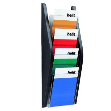 Photo Présentoir mural - 4 compartiments A4 - Noir : HELIT H6270195