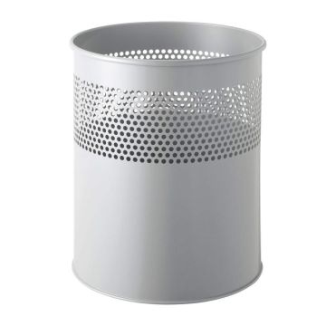 Photo Corbeille à papier en acier 15 litres - Gris aluminium : HELIT H2515787