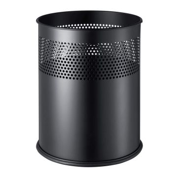 Photo Corbeille à papier en acier 15 litres - Noir : HELIT H2515795