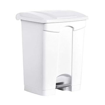Photo Poubelle à pédale avec couvercle - 70 litres - Blanc : HELIT H2402205