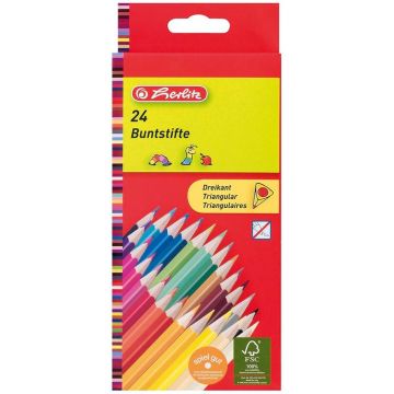 photo HERLITZ : Étui de 24 crayons de couleurs triangulaires