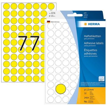 Photo HERMA : Lot de 2464 étiquettes adhésives rondes - 13,0  mm - Jaune