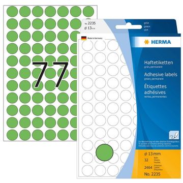 Photo HERMA : Lot de 2464 étiquettes adhésives rondes - 13,0  mm - Vert