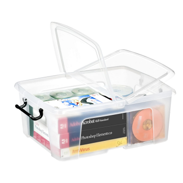 Photo Bac de rangement avec couvercle - 24 litres transparent HW673 CEP