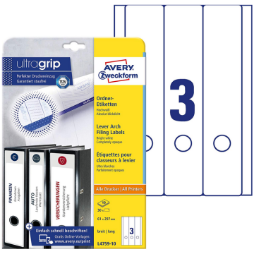 Photo Etiquettes Dos de classeur - 61 x 297 mm - Extra blanc AVERY