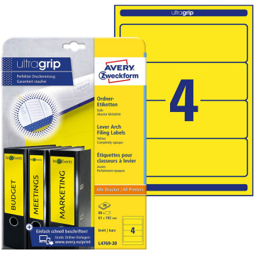 Photo Etiquettes Dos de classeur 61 x 192 mm - Jaune AVERY