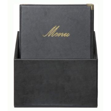 Photo Protège-menus dans une boîte de rangement  A4 cuir - Noir : CLASSIC image