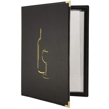 Photo Carte des vins A4 - Imitation cuir - Noir : SECURIT Classic
