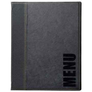 Photo Protège-menus A4 imitation cuir - Noir : SECURIT Trendy 