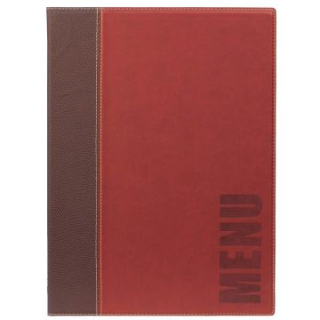Photo Protège-menus A4 - Imitation cuir - Bordeaux : SECURIT Trendy