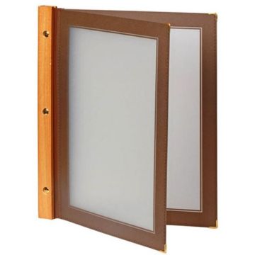 Photo Protège-menus A4 - Plastique/Bois - Marron SECURIT Wood MC-WRA4-BR
