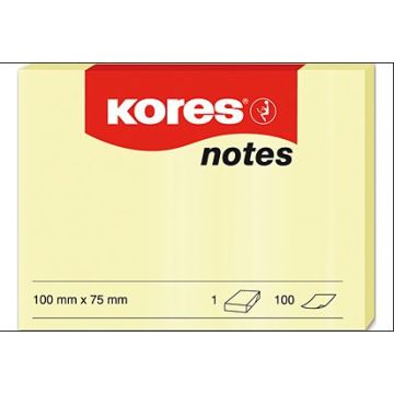 Image KORES  : Blocs de notes adhésives  Jaune - 100 x 75 mm N46100