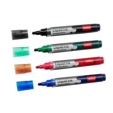 Photo Lot de 6 marqueurs à encre liquide - Assortiment : NOBO Liquid Ink 1901077