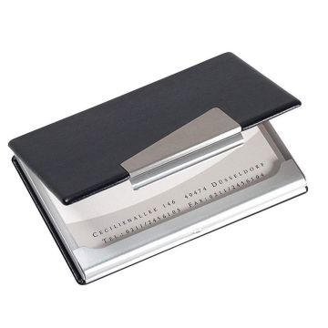 Photo SIGEL  : Boite pour cartes de visite VZ131 - Look aluminium/cuir