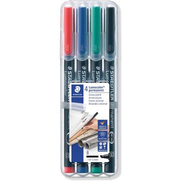 Photo Etui de 4 marqueurs permanents Lumocolor pour rétroprojecteur STAEDTLER 314 B