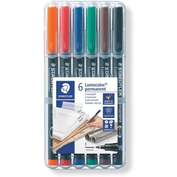 Photo 318f STAEDTLER Etui de 6 marqueurs permanents Lumocolor pour rétroprojecteur 