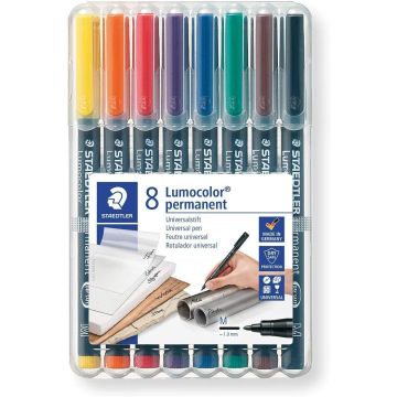 Photo STAEDTLER : Etui de 8 marqueurs permanents Lumocolor pour rétroprojecteur - 317 M WP8 