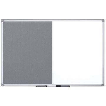Photo Tableau duo blanc magnétique et feutre gris - 900 x 600 mm BI-OFFICE Face