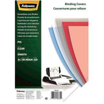 Couverture transparente pour reliure A4 - PVC 0,24 mm FELLOWES