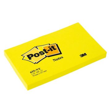 POST-IT Notes adhésives Jaune néon - 127 x 76 mm