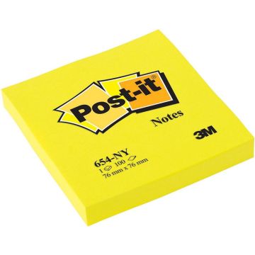 POST-IT Notes adhésives repositionnables Jaune néon - 76 x 76 mm