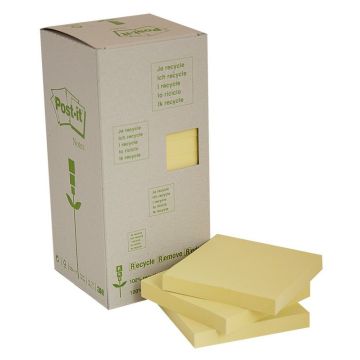 POST-IT Bloc notes adhésives recyclables - Jaune - 76 x 76 mm