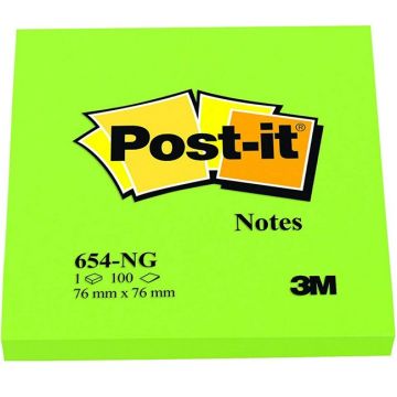POST-IT Notes adhésives repositionnables Vert néon - 76 x 76 mm