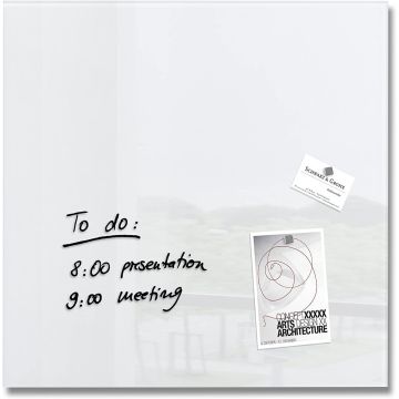 SIGEL : Tableau magnétique en verre - 480 x 480 mm - GL 111 - Blanc 