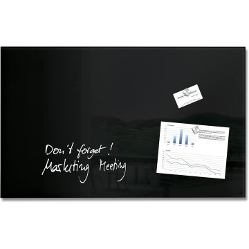 SIGEL GL130 : Tableau magnétique en verre - 780 x 480 mm - Noir